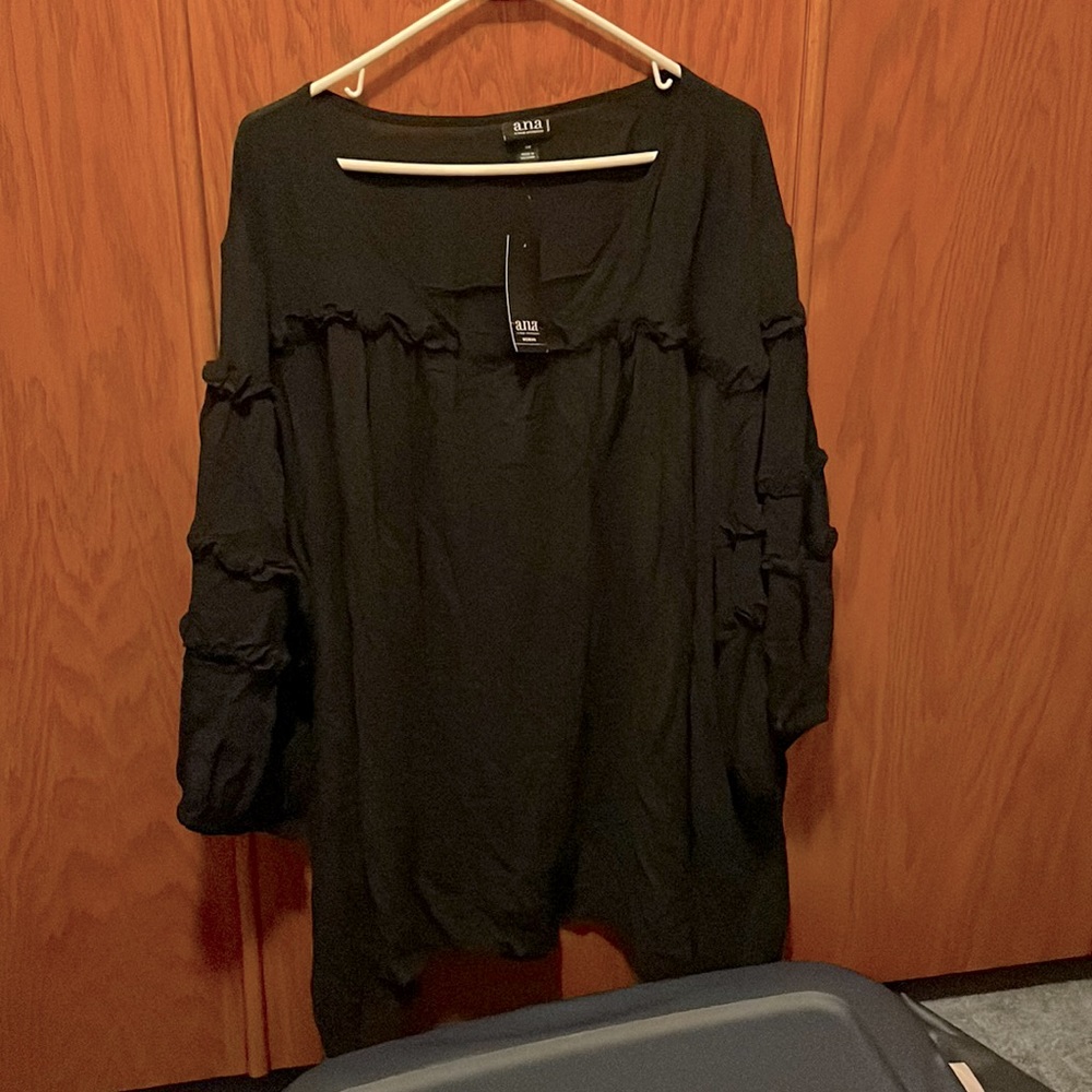 Black 3/4 sleeve rayon blouse